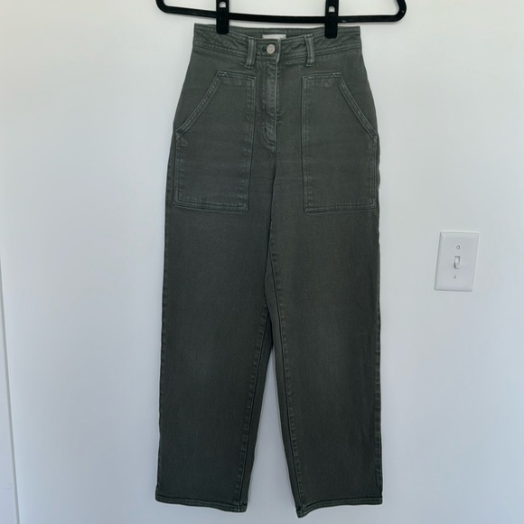 Wilfred Pants - Wilfred Free Artizia Green High Waisted Wide Leg Denim - Size 2
